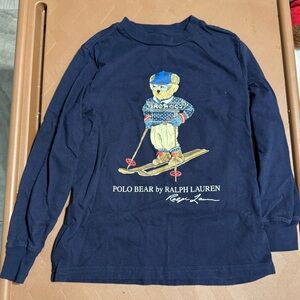 POLO RALPH LAUREN Boy's Polo Bear‎ Long Sleeve T-Shirt Size S (5) Navy Blue